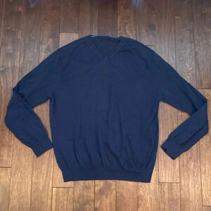 Faconnable navy v neck cotton sweater - see description for size